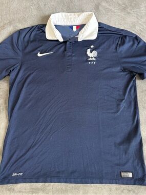 2014-2015 Nike France Home soccer jersey dri fit navy Large
